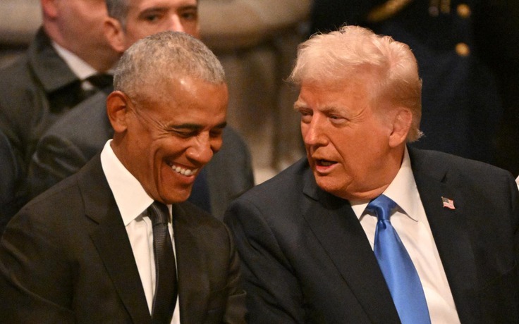 Ông Trump nói gì khiến ông Obama bật cười tại tang lễ ông Carter?