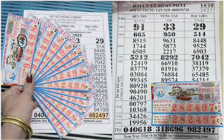 Xổ số miền Nam ngày 14 tháng 10: Nhiều tờ vừa trúng lớn xổ số Bạc Liêu