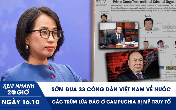Xem nhanh 20h ngày 16.10: Sớm đưa 33 công dân Việt Nam về nước | Các trùm lửa đảo ở Campuchia bị Mỹ truy tố