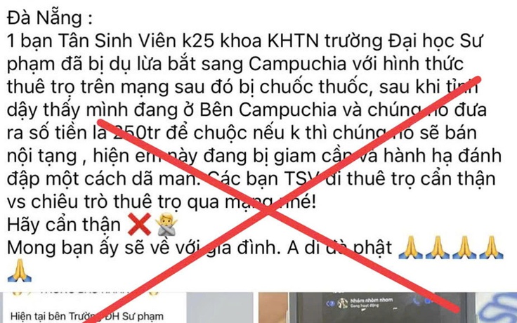 'Bắt cóc sinh viên, chặt tay đòi tiền chuộc ở Đà Nẵng' là tin giả