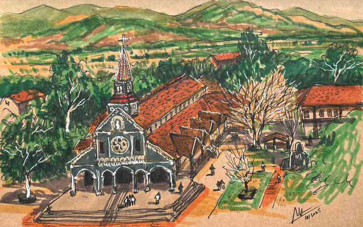 Nhà thờ làm từ gỗ cà chít được voi kéo từ rừng về