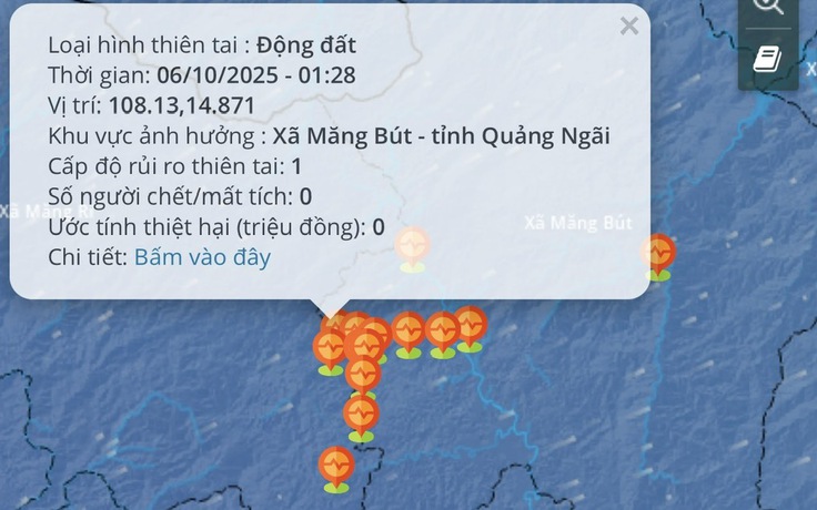 Động đất xuất hiện dồn dập, mạnh nhất đến 4,9 độ