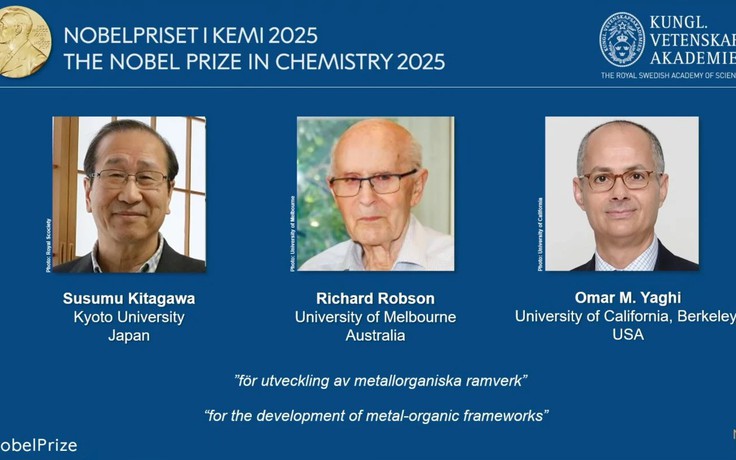 Nobel Hóa học vinh danh cấu trúc khung kim loại - hữu cơ
