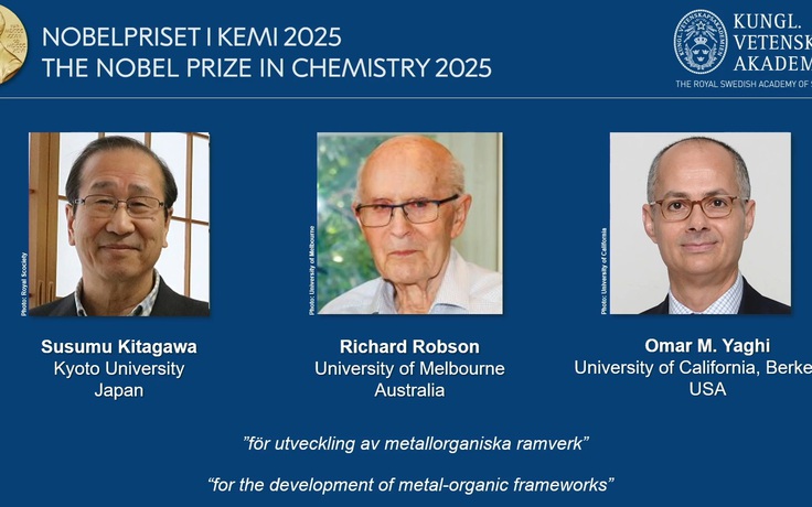 Nobel Hóa học 2025 vinh danh công trình phát triển khung kim loại hữu cơ