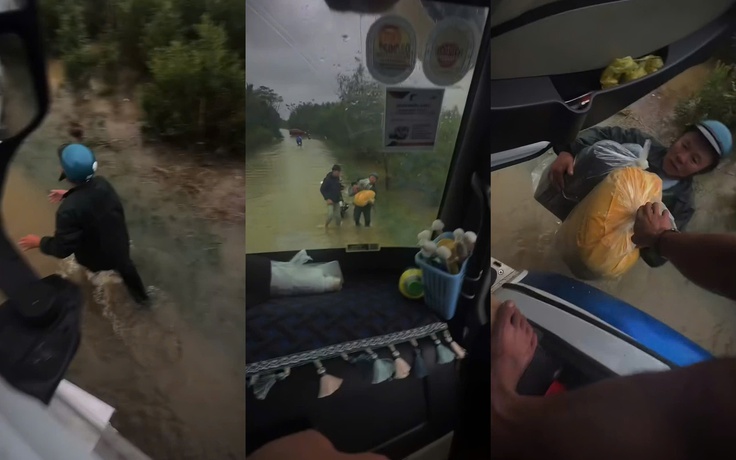 Clip cha lội nước xin xe tải cho con quá giang đi học khiến triệu người rưng rưng