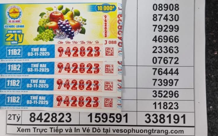 Xổ số miền Nam ngày 3 tháng 11: Giải độc đắc lại về... TP.HCM