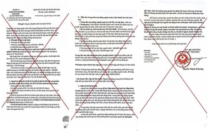 Giả văn bản, con dấu Bộ Nội vụ để 'bẫy' lao động sang Hàn Quốc