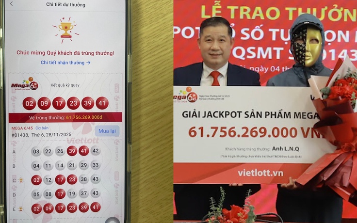 Mua vé Vietlott trên điện thoại, một người ở Hà Nội trúng gần 62 tỉ đồng