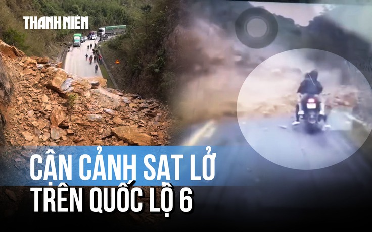 Rùng mình khoảnh khắc sạt lở nghiêm trọng trên quốc lộ 6 ở Phú Thọ