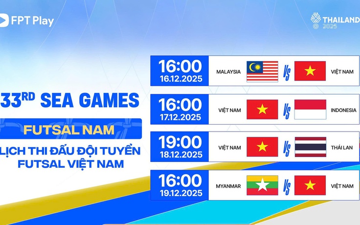 Lịch thi đấu đội tuyển futsal Việt Nam mới nhất: Gặp Thái Lan, Indonesia, xem kênh nào?