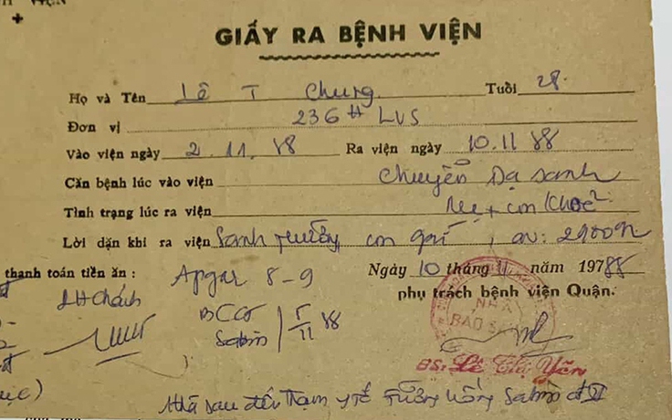 Tờ giấy ra viện được người mẹ giữ suốt 37 năm