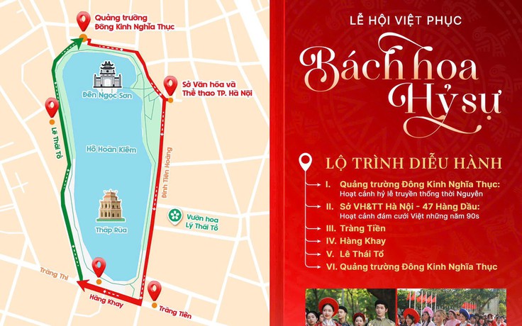 800 người mặc Việt phục  diễu hành quanh Hồ Gươm