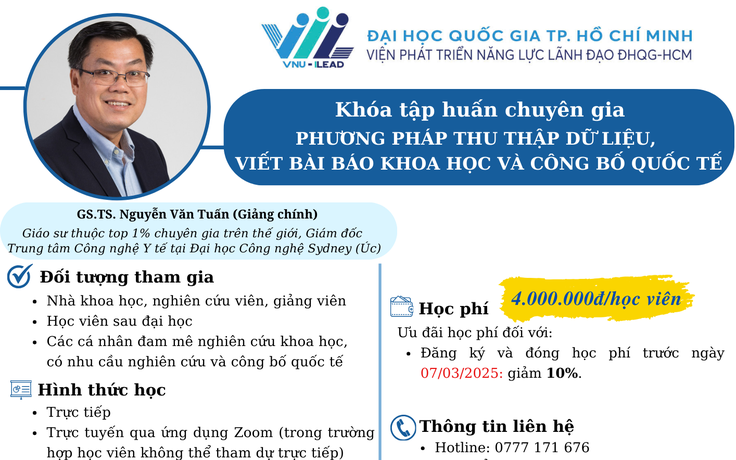 Phát triển năng lực nghiên cứu và công bố quốc tế: Khóa tập huấn từ VNU-ILEAD