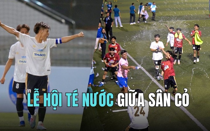 Cầu thủ siêu đẹp trai của Lào ăn mừng bằng màn té nước: 'Vui như Tết!'