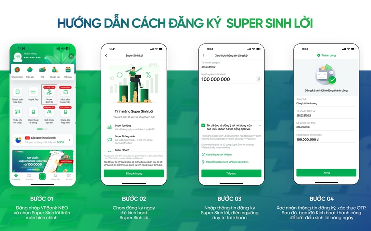 Chỉ 1 phút đăng ký Super Sinh Lời - tiền nhàn rỗi sinh sôi không ngừng