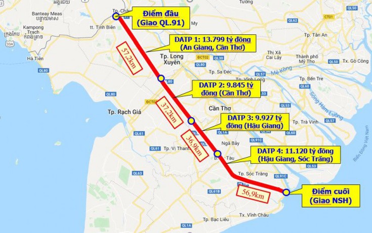 Hoàn thành cao tốc Châu Đốc - Cần Thơ - Sóc Trăng tháng 7.2026