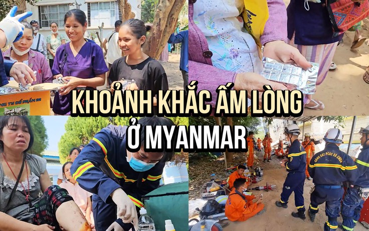Khoảnh khắc ấm lòng giữa cảnh sát Việt Nam và người dân Myanmar