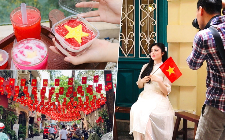 Giới trẻ Hà Nội tự hào check-in cùng cờ Tổ quốc ở quán cà phê dịp 30.4