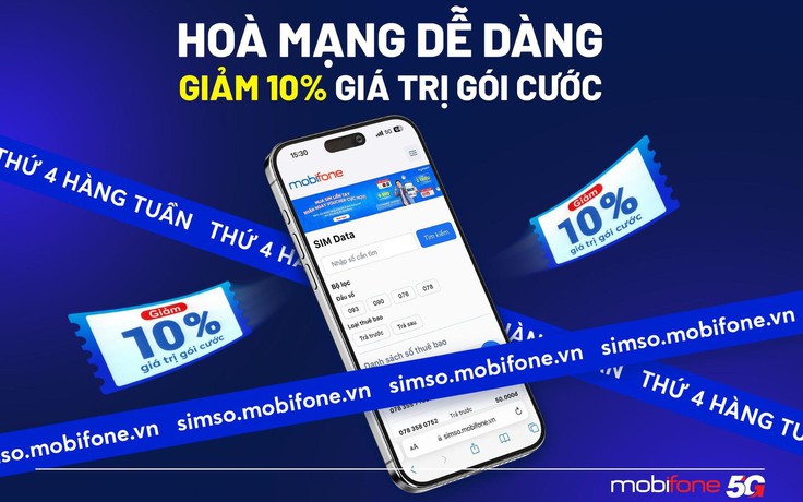 MobiFone giảm 10% giá gói cước, tặng hàng ngàn voucher cho khách hàng hòa mạng online