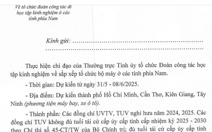 Quảng Trị hoãn kế hoạch đưa cán bộ sắp nghỉ hưu đi 'học tập kinh nghiệm'