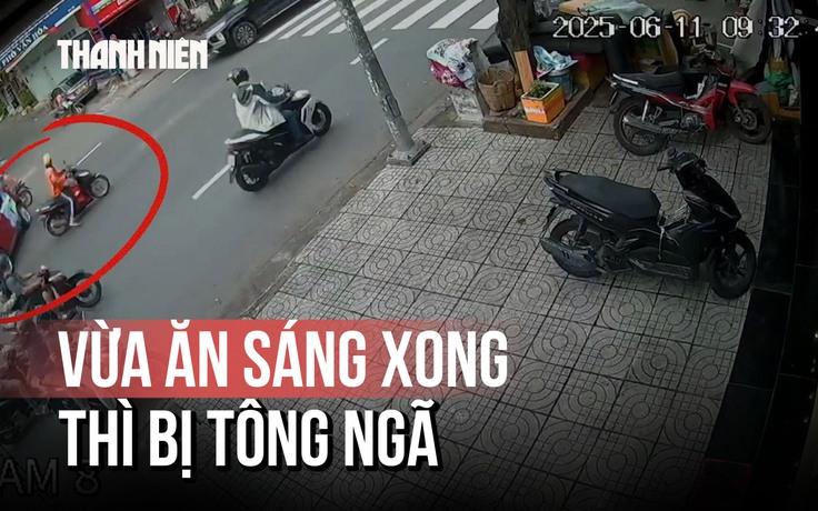Vừa ăn xong tô hủ tiếu thì bị tông ngã ra đường