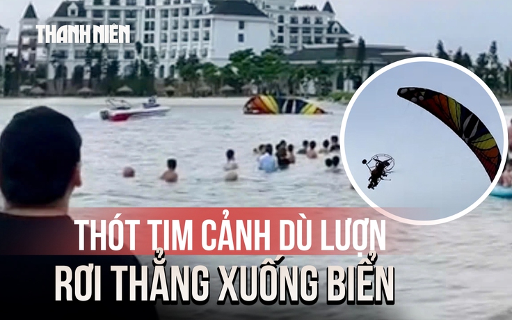 Thót tim cảnh dù lượn rơi thẳng xuống biển giữa hàng trăm du khách ở Hạ Long