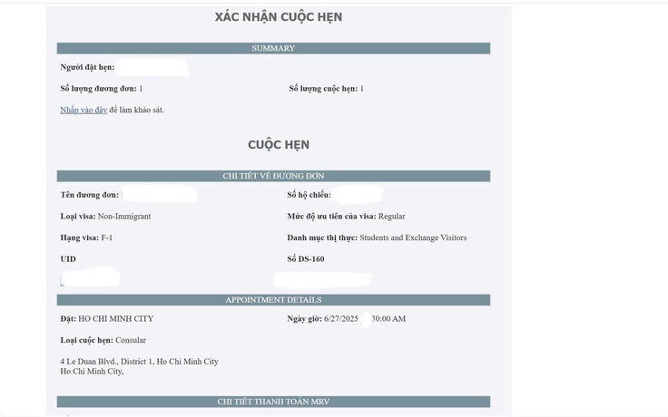 Nhiều du học sinh Việt đăng ký được lịch phỏng vấn visa Mỹ, suất trống hết nhanh