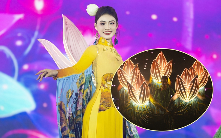 Hoa hậu Di sản Áo dài Việt Nam khoe sắc với thiết kế độc đáo dưới mưa