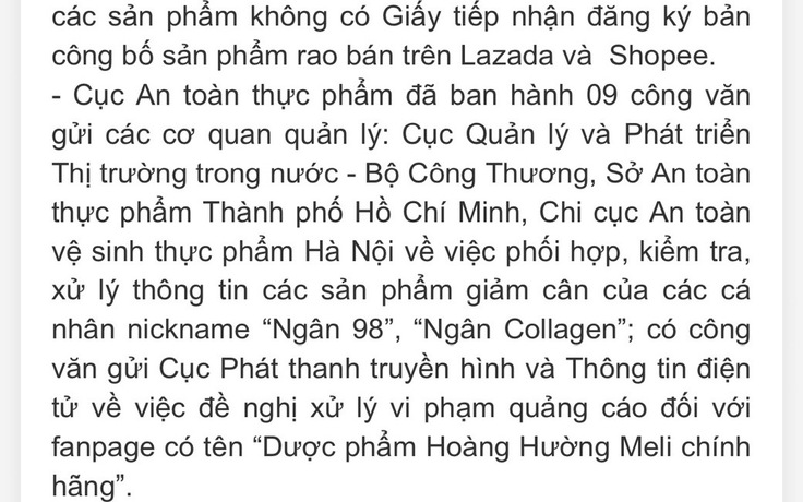Đề nghị xử lý fanpage 'Dược phẩm Hoàng Hường meli chính hãng'