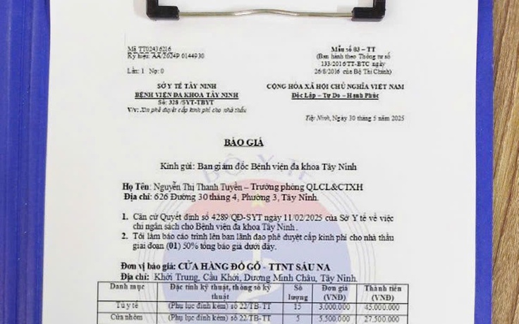 Tây Ninh: Phát hiện văn bản giả mạo bệnh viện