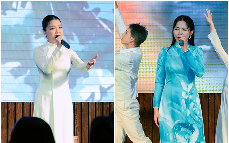 Thanh Ngọc, Duyên Quỳnh diện áo dài, khoe giọng cao vút trên sân khấu sinh viên