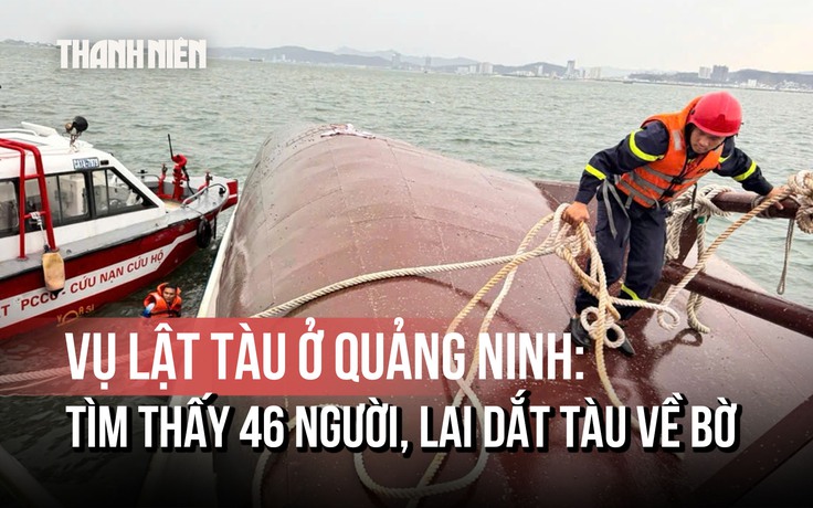 Cận cảnh lai dắt tàu du lịch Vịnh Xanh về bờ, 46 người đã được tìm thấy