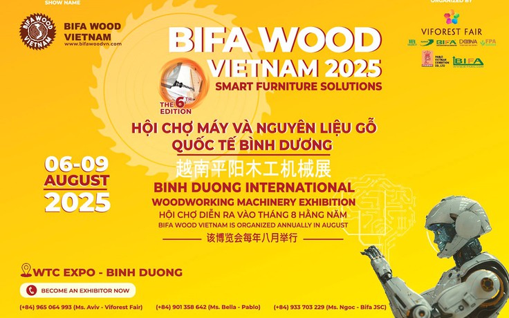 Hơn 1.000 gian hàng trong nước và quốc tế tham dự BIFA WOOD VIỆT NAM 2025