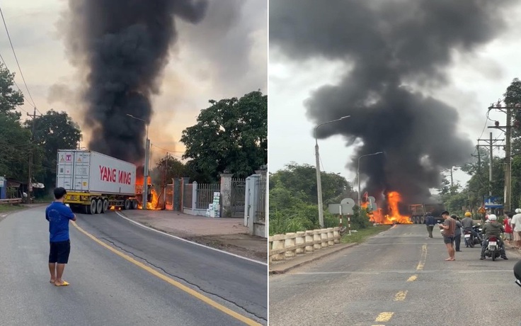 Đồng Nai: 2 xe đầu kéo cùng bốc cháy sau va chạm