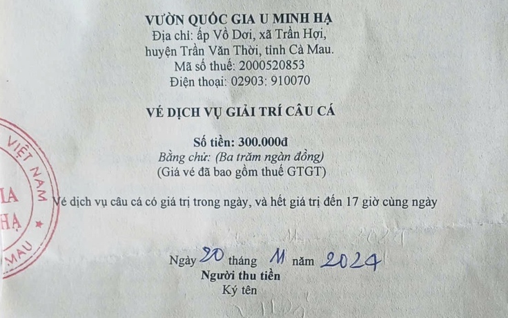 Cà Mau: Thanh tra dịch vụ câu cá tại Vườn quốc gia U Minh Hạ