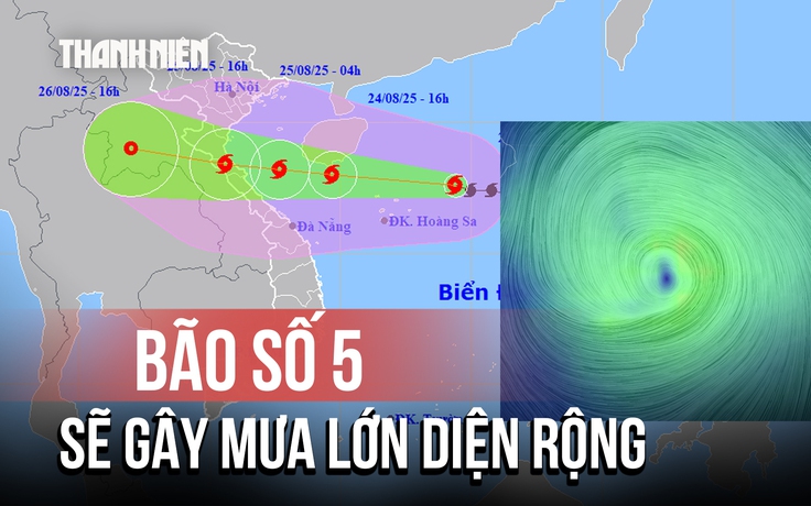 Cảnh báo bão số 5 gây mưa lớn diện rộng, gió giật cấp 15