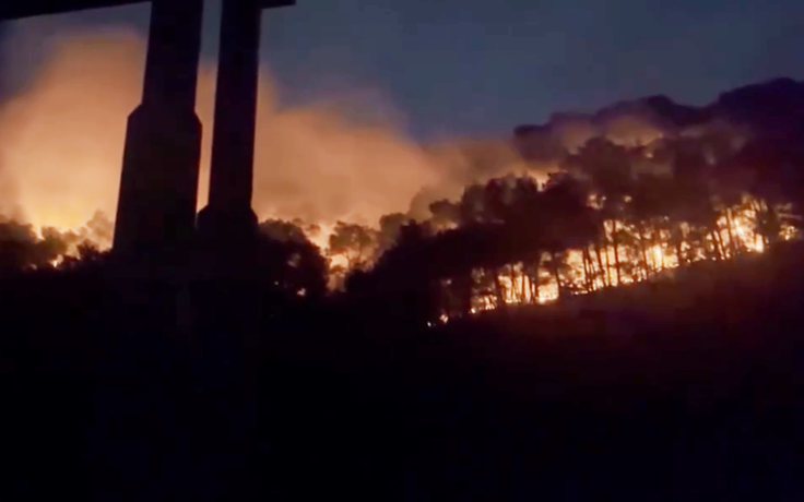 Hàng trăm người chữa cháy rừng trong đêm ở Nghệ An