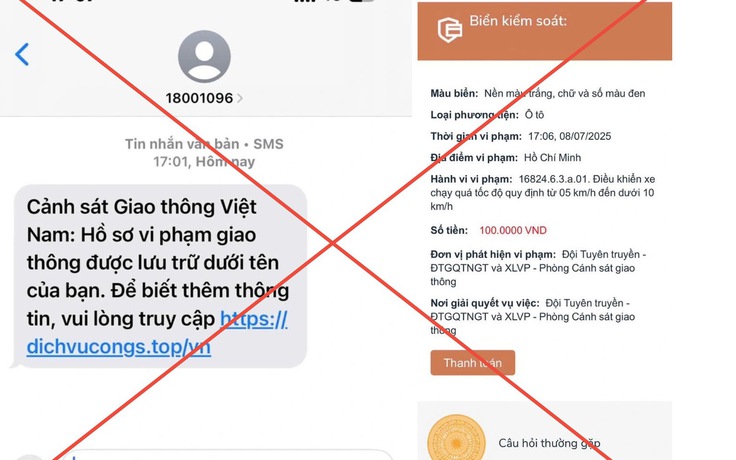 Cảnh báo mạo danh CSGT lừa nộp phạt qua cổng dịch vụ công quốc gia... giả