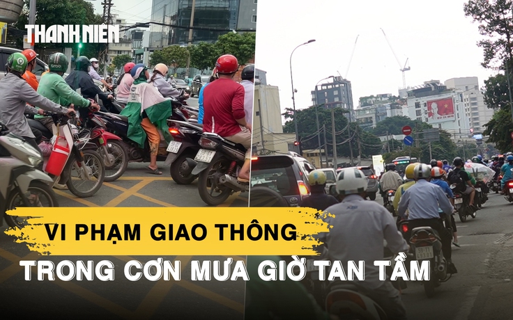 Vi phạm giao thông nhan nhản trong dòng xe chạy mưa giờ tan tầm ở TP.HCM