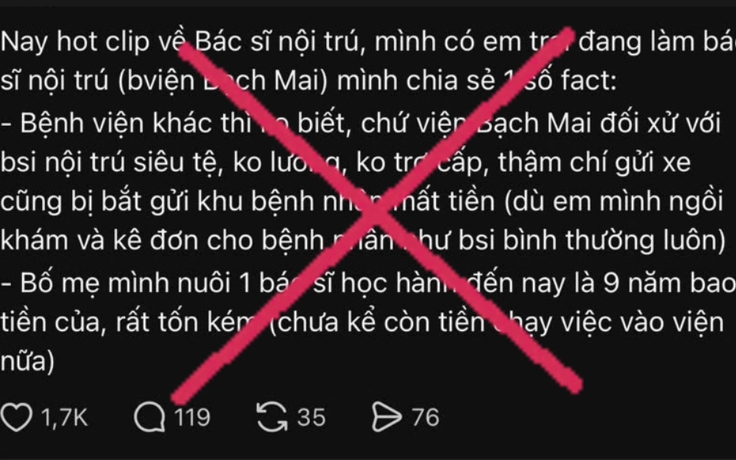 Bị phạt vì đăng tin sai sự thật về bác sĩ nội trú Bệnh viện Bạch Mai