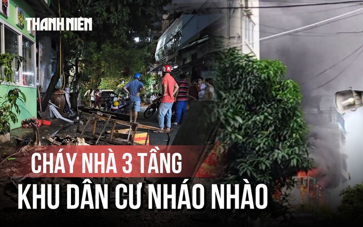 Nhà 3 tầng cháy đỏ lửa, vợ chồng lớn tuổi kịp thoát thân