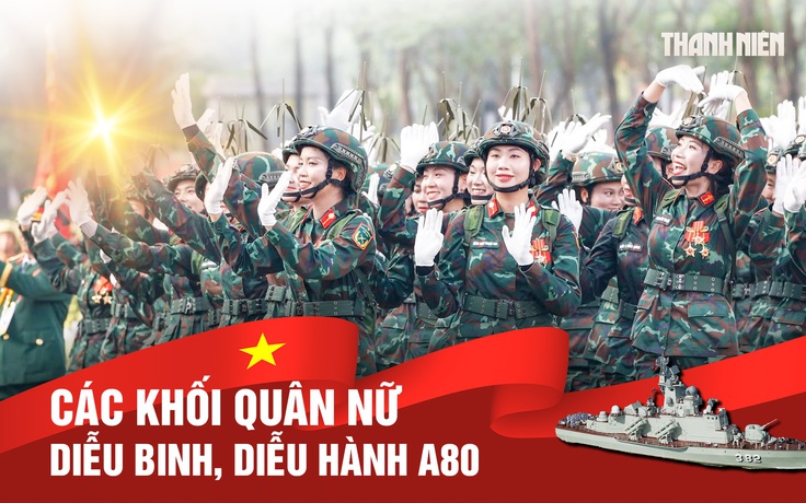 Ngắm các khối quân nữ trong đội hình diễu binh, diễu hành A80