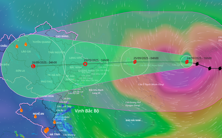 Bão số 9 giảm 3 cấp, đổi hướng di chuyển, đổ bộ Quảng Ninh - Hải Phòng