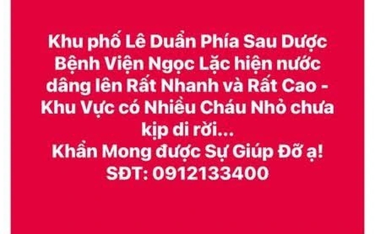 Nước lũ dâng cao trong đêm, nhiều người Thanh Hóa lên mạng cầu cứu