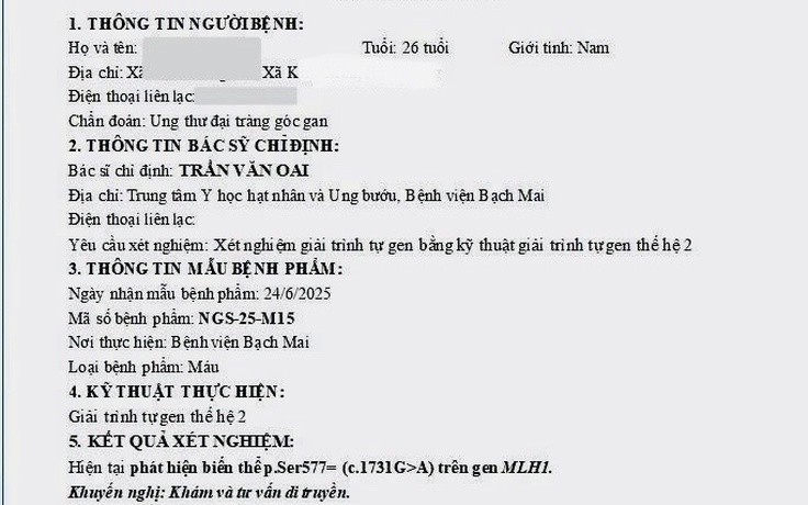 Tìm thấy 'gen ung thư gia đình' khiến nhiều người trẻ mắc bệnh