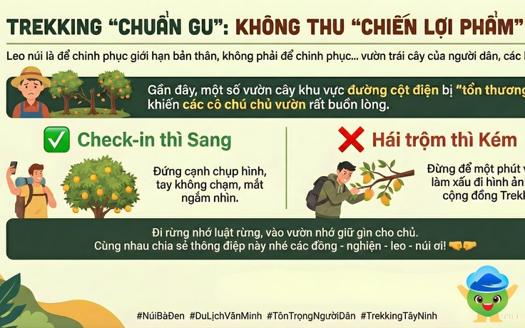 Leo núi Bà Đen thấy bảng 'check-in thì sang, hái trộm thì kém': Bạn nghĩ gì?