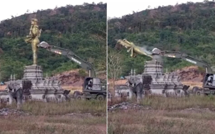 Thái Lan dựng tượng Phật tại nơi dỡ tượng thần Vishnu ở biên giới, Campuchia lên tiếng