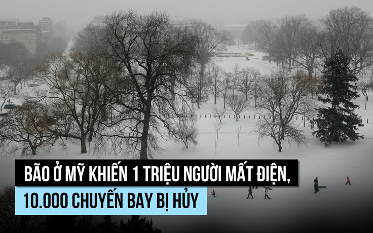 Bão tuyết khiến 1 triệu người mất điện, 10.000 chuyến bay bị hủy ở Mỹ