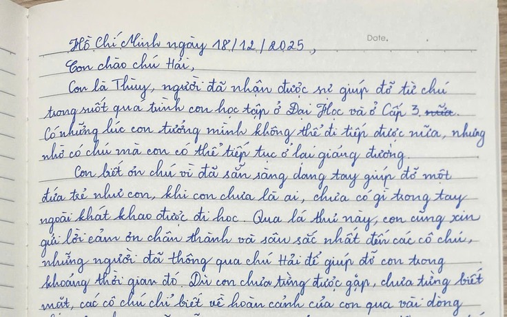 Lan tỏa trên mạng xã hội: Nữ sinh viên viết thư tay cảm ơn các ân nhân