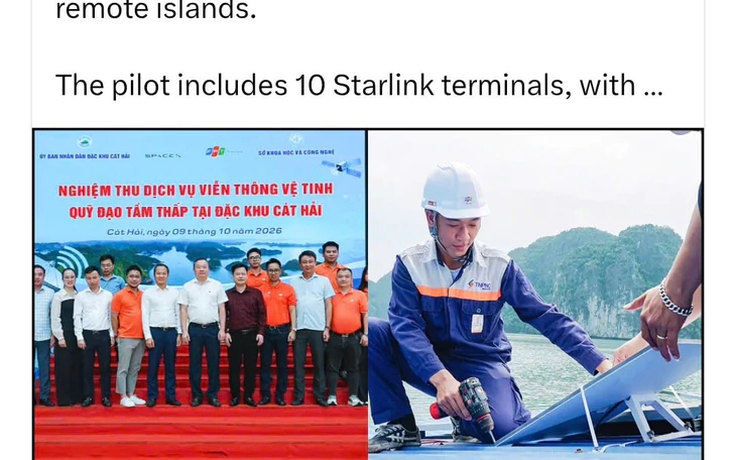 Tỷ phú Elon Musk chia sẻ thông tin Hải Phòng triển khai internet vệ tinh Starlink